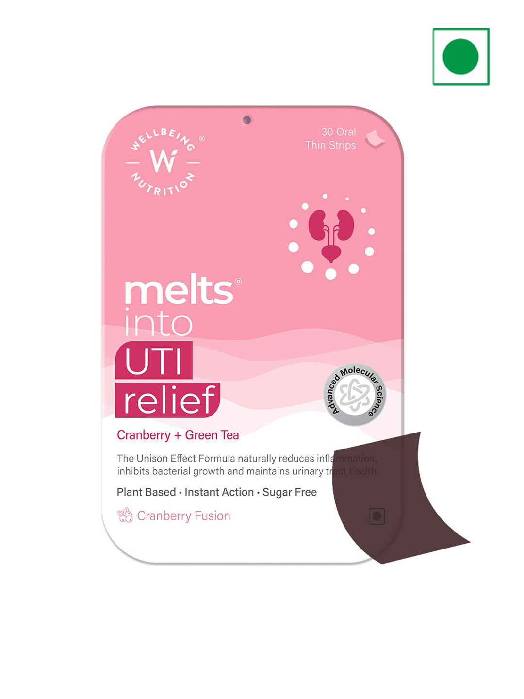 

Wellbeing Nutrition Melts Into UTI Relief Oral Strips - Cranberry - 30 Oral Strips, Pink
