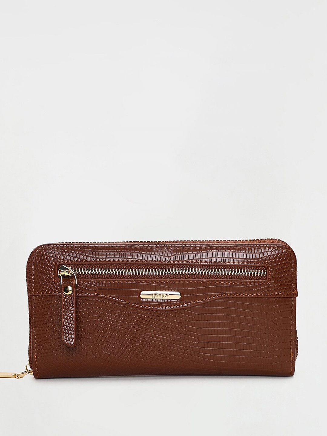 

Ginger by Lifestyle Women Textured Zip Around Wallet, Brown