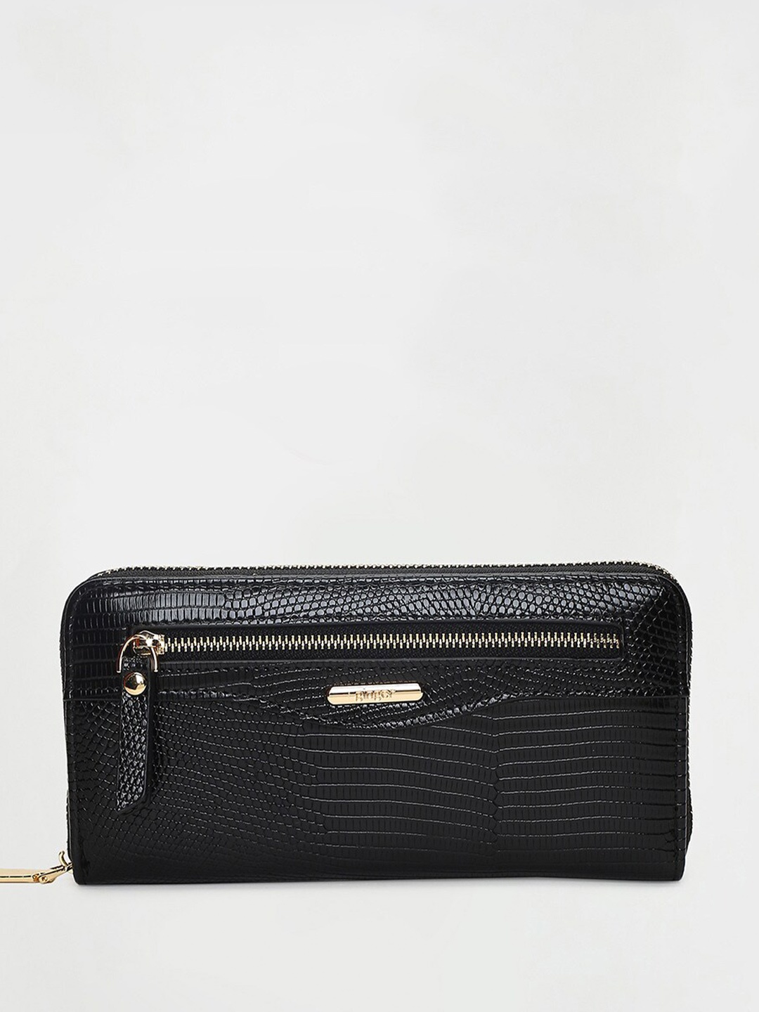 

Ginger by Lifestyle Women Textured Zip Around Wallet, Black