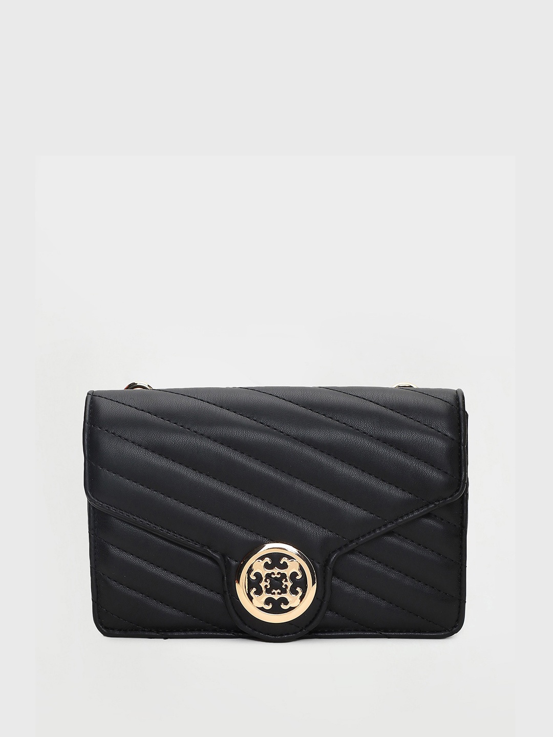 

Ginger by Lifestyle Geometric Textured Structured Sling Bag, Black