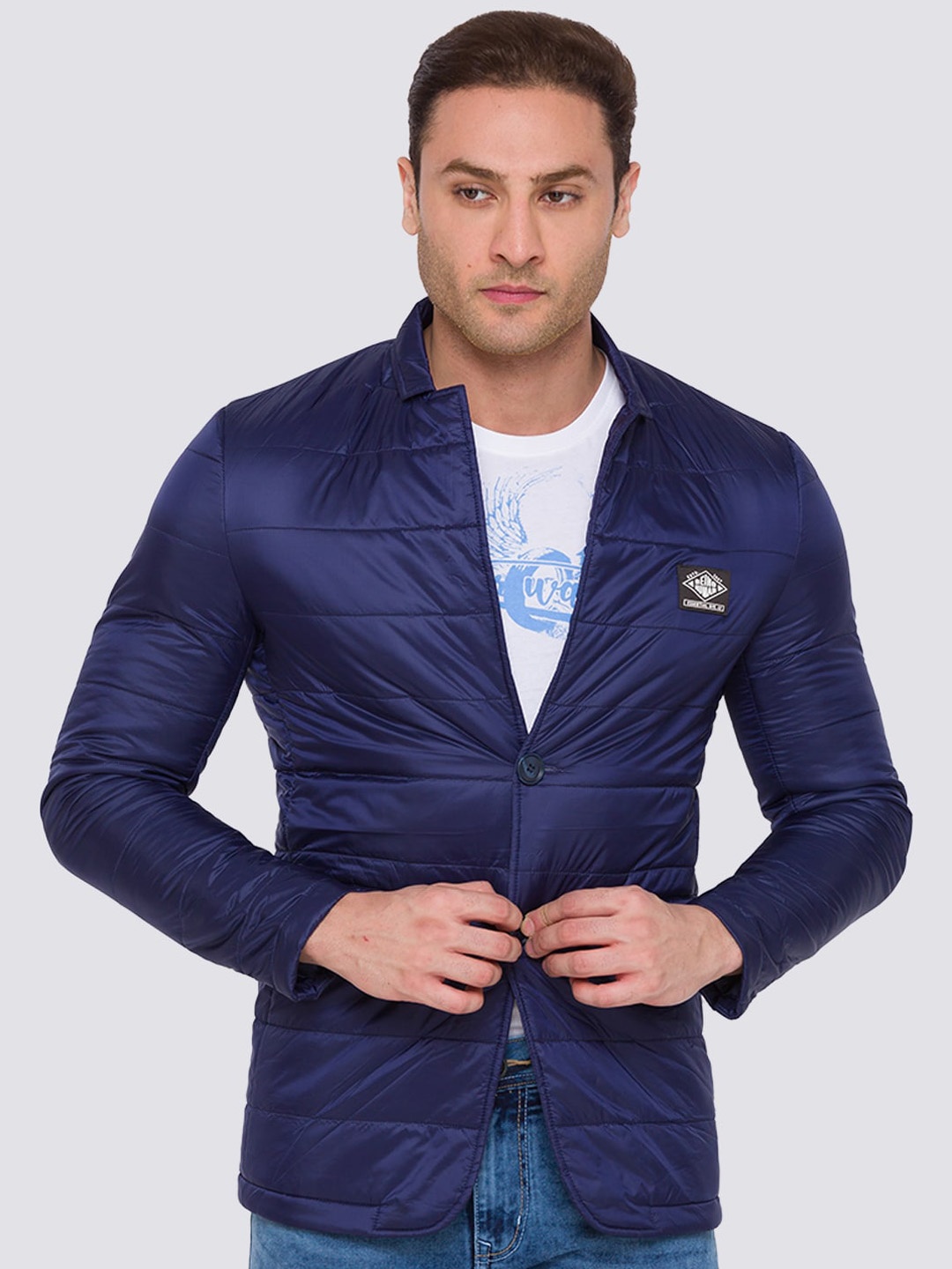 Being Human Spread Collar Padded Jacket, Blue