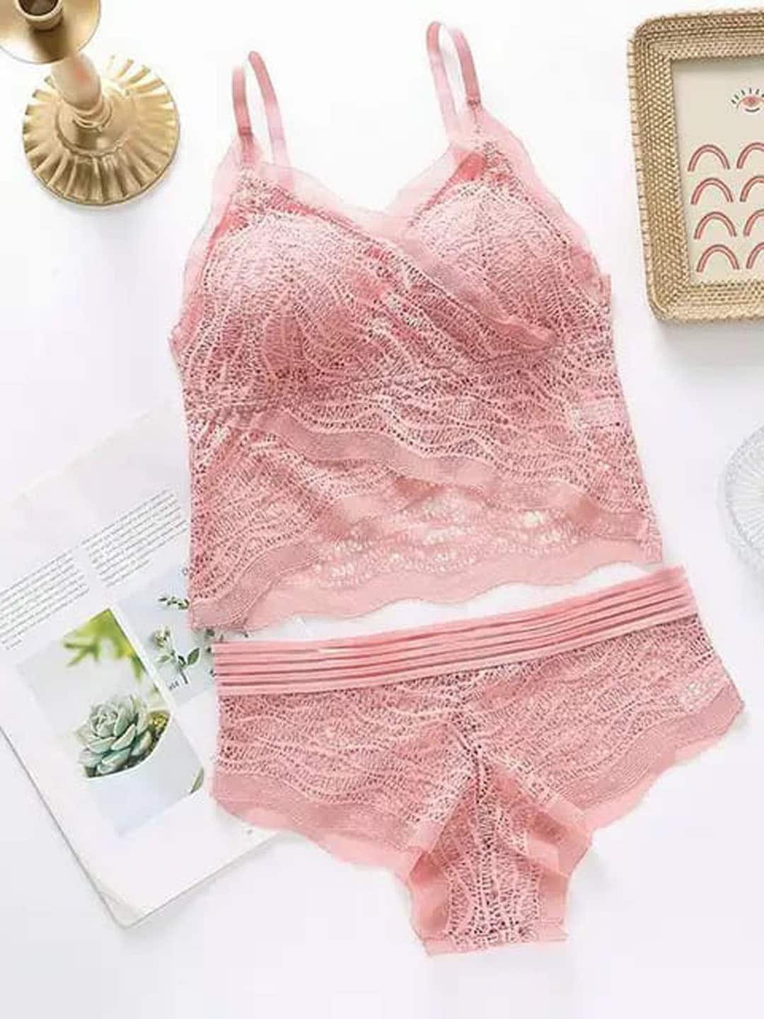 

Krelin Laced Lightly-Padded Lingerie Set BRA-3536-PINK