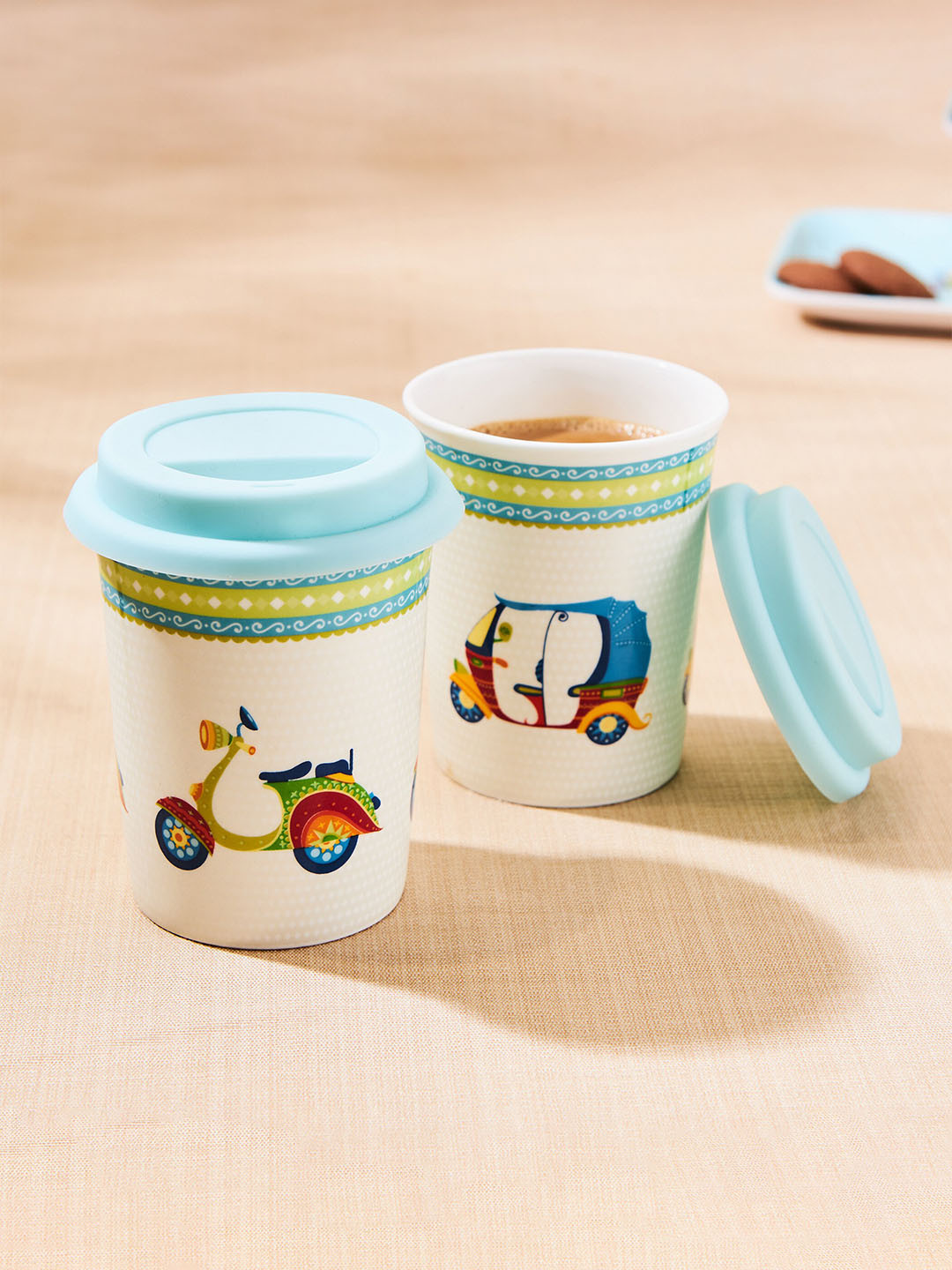

Home Centre White & Red 2 Pieces Printed Bone China Glossy Cups Set