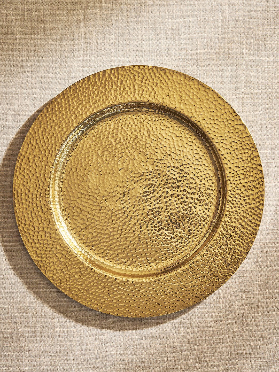 

Pure Home and Living Beige Hammered Metal Plate