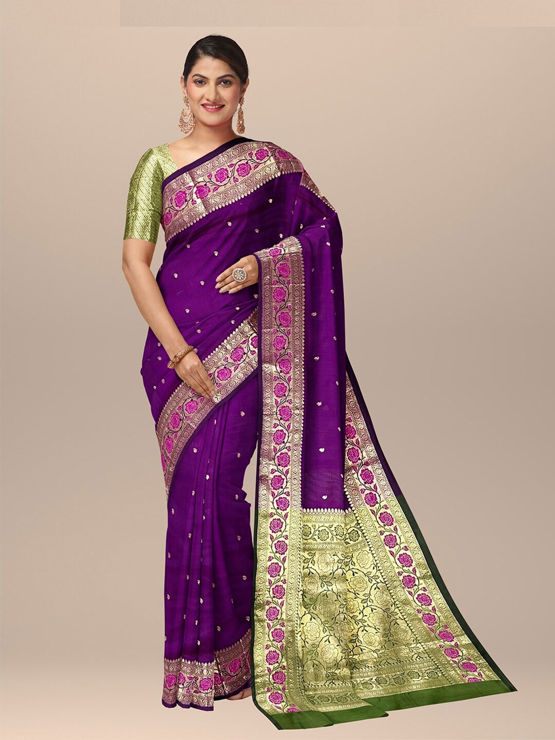 

SARIKA Woven Design Zari Banarasi Saree, Purple