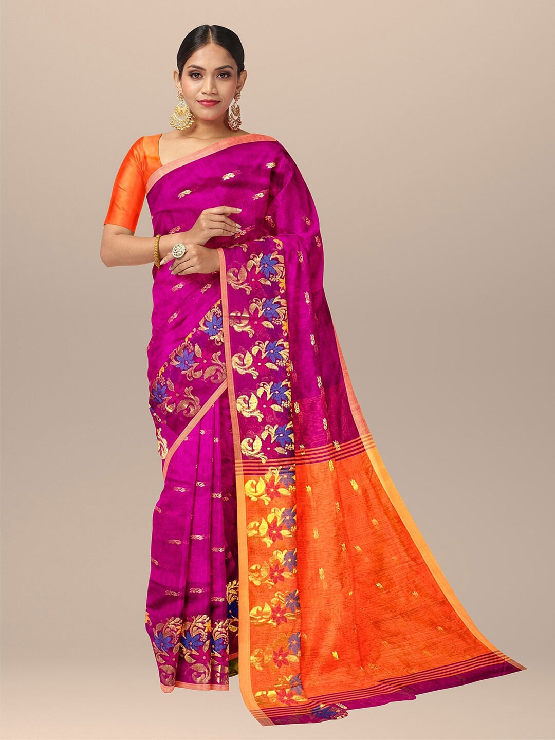 

SARIKA Ethnic Motifs Woven Design Zari Saree, Purple