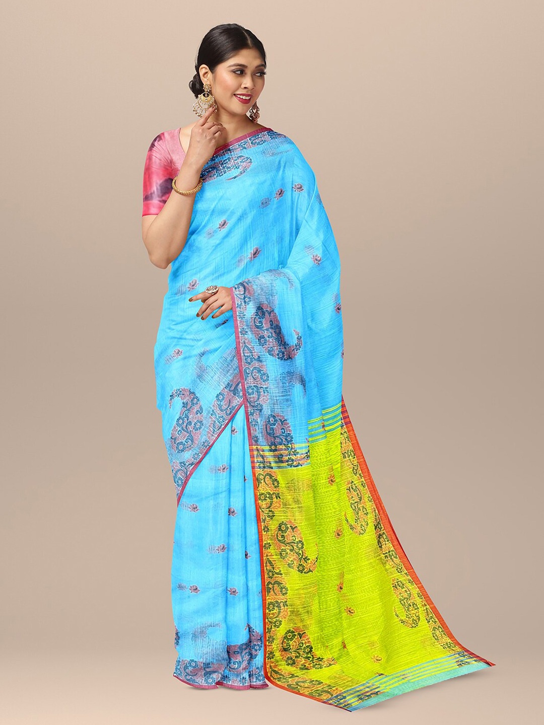 

SARIKA Ethnic Motifs Woven Design Saree, Blue