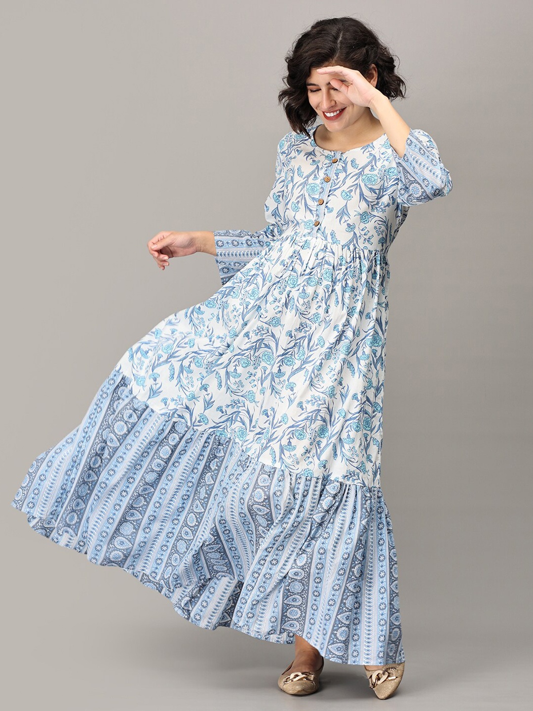 

The Mom Store Floral Print Maxi Dress, Blue