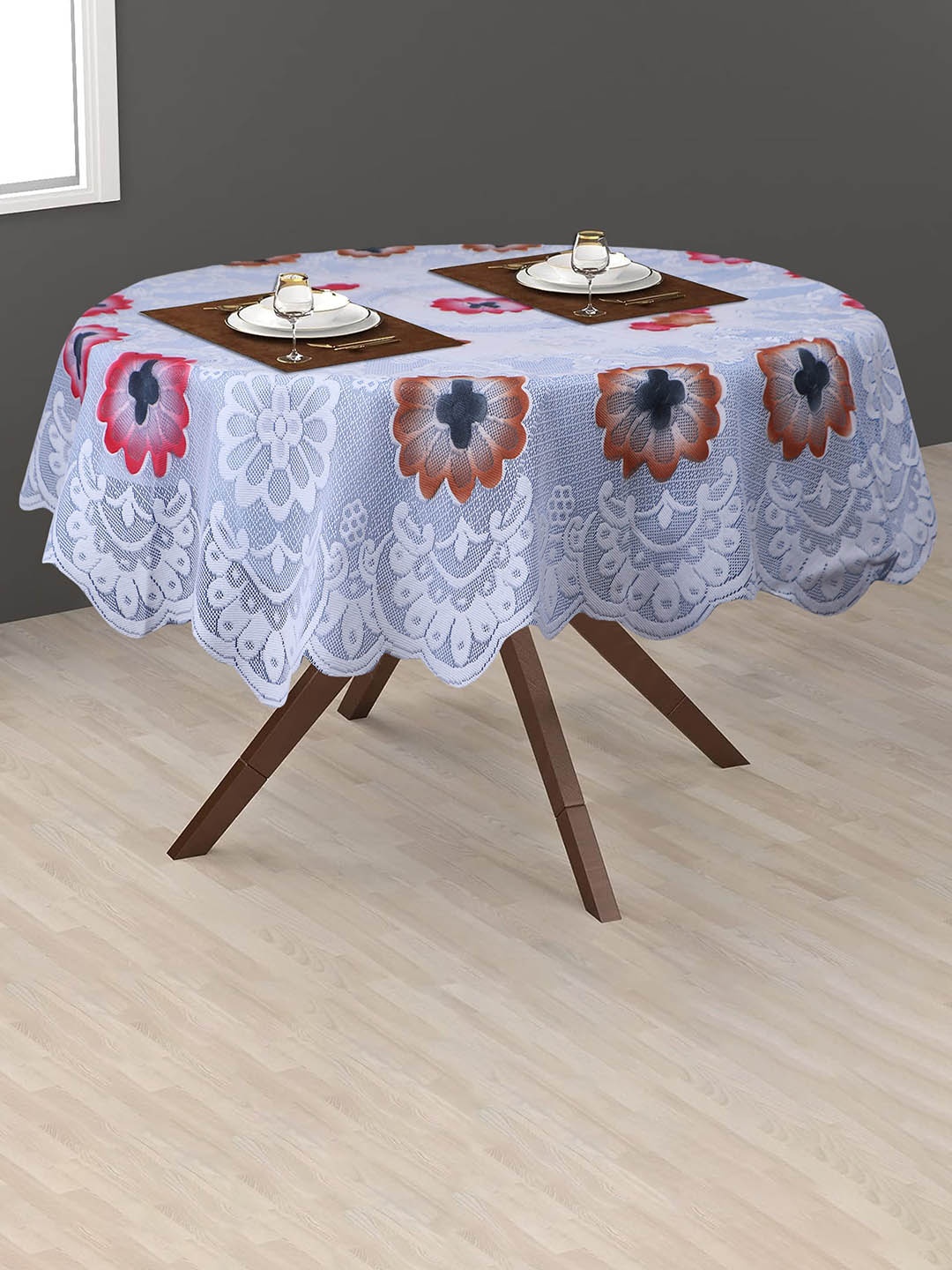 

Dakshya Industries Tulip Blue & Orange Printed Cotton 2 Seater Table Cover