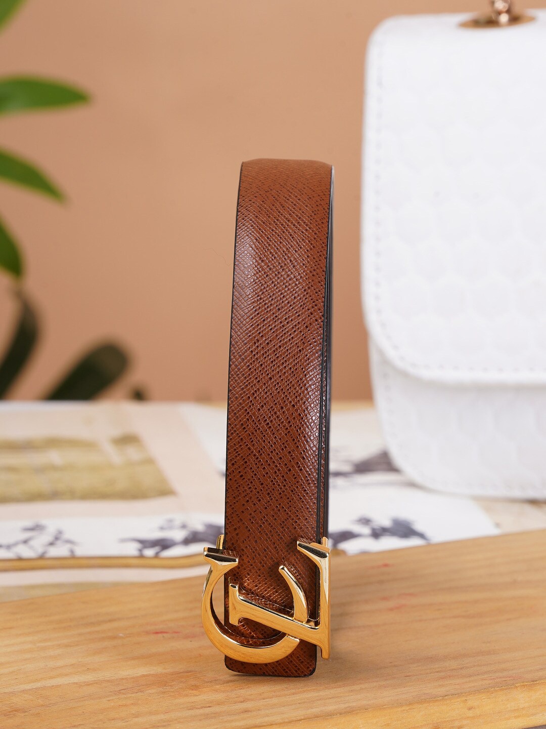 

Carlton London Women Textured Leather Belt, Tan