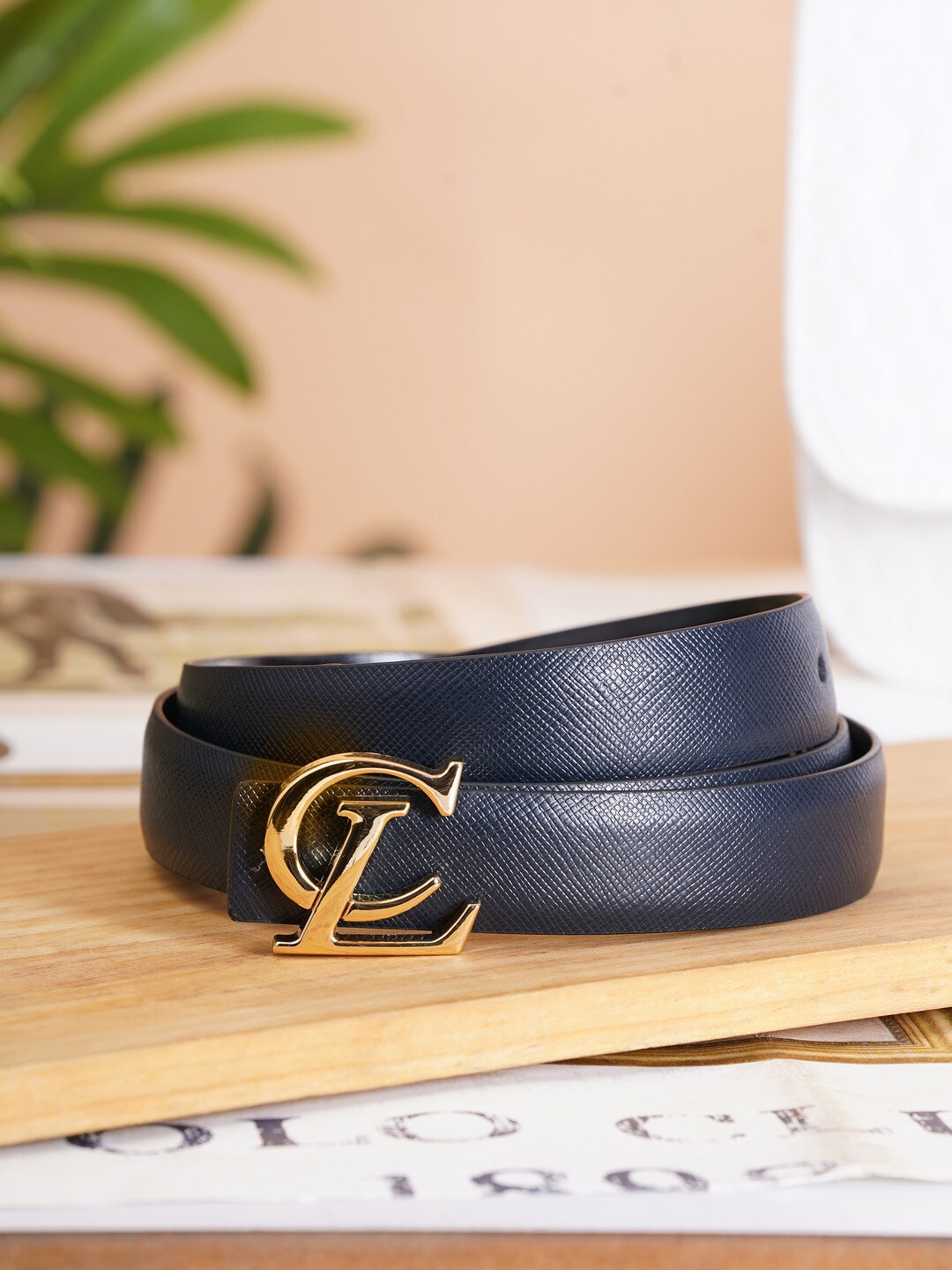 

Carlton London Women Textured Leather Belt, Navy blue
