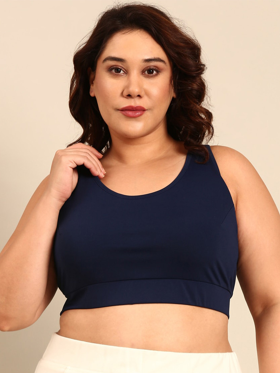 

The Pink Moon Plus Size Full Coverage Non Padded Rapid-Dry Sports Bra - All Day Comfort, Navy blue