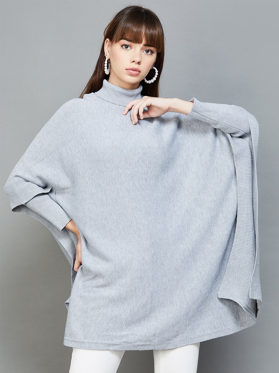 

Colour Me by Melange High Neck Acrylic Tunic, Grey