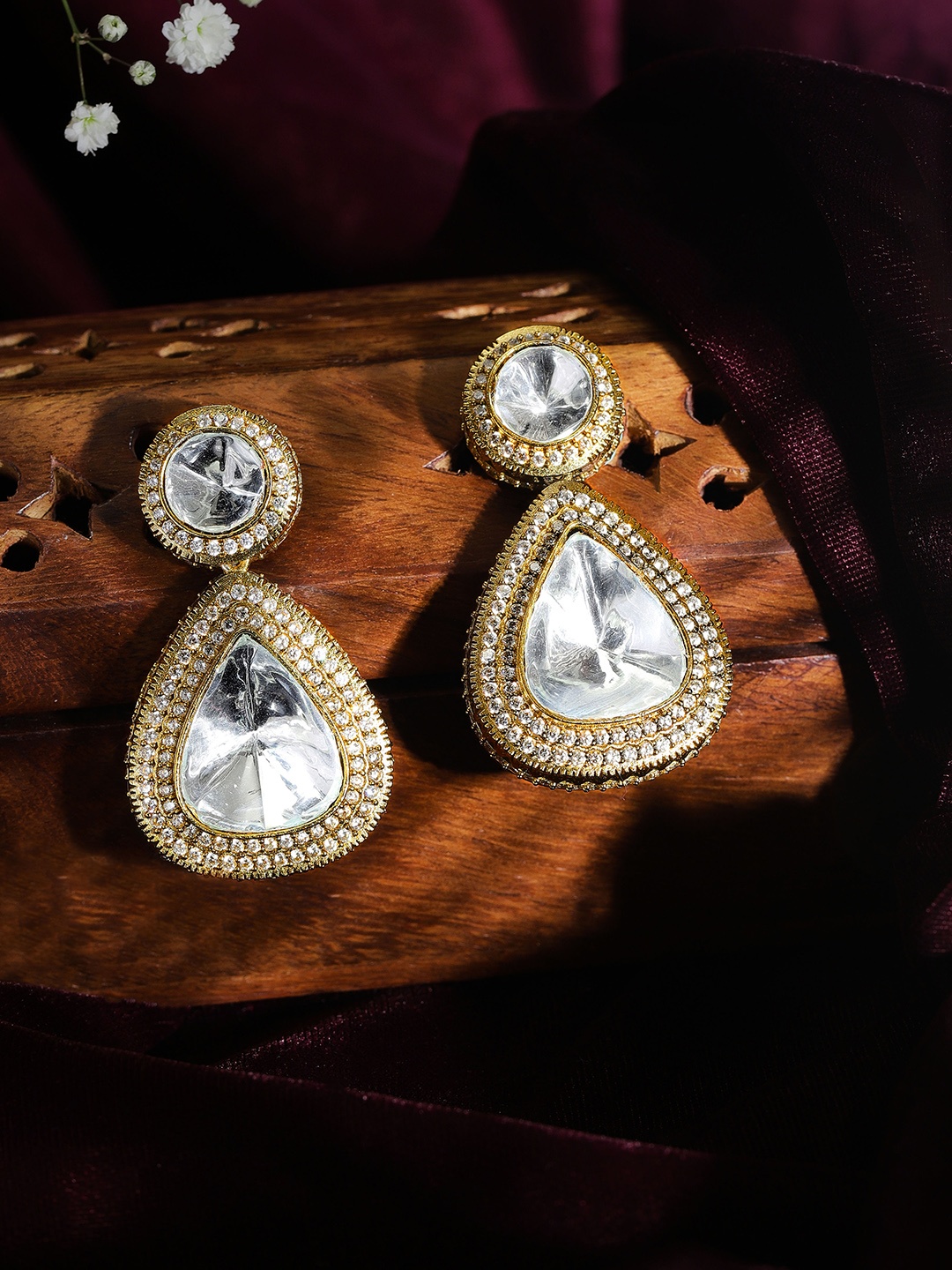 Rubans Gold Plated Geometric Drop Earrings