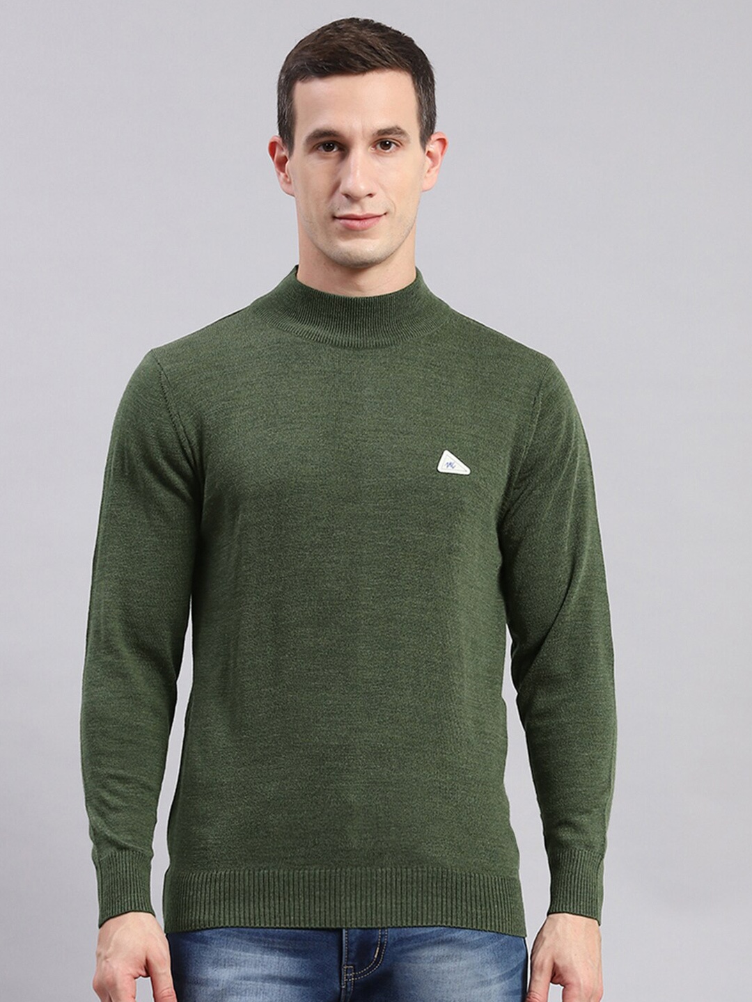 Monte Carlo High Neck Long Sleeves Pullover Sweater, Green
