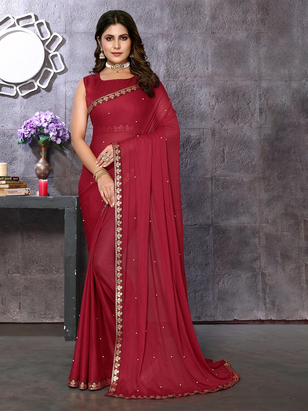 

KALINI Ethnic Motifs Saree, Maroon