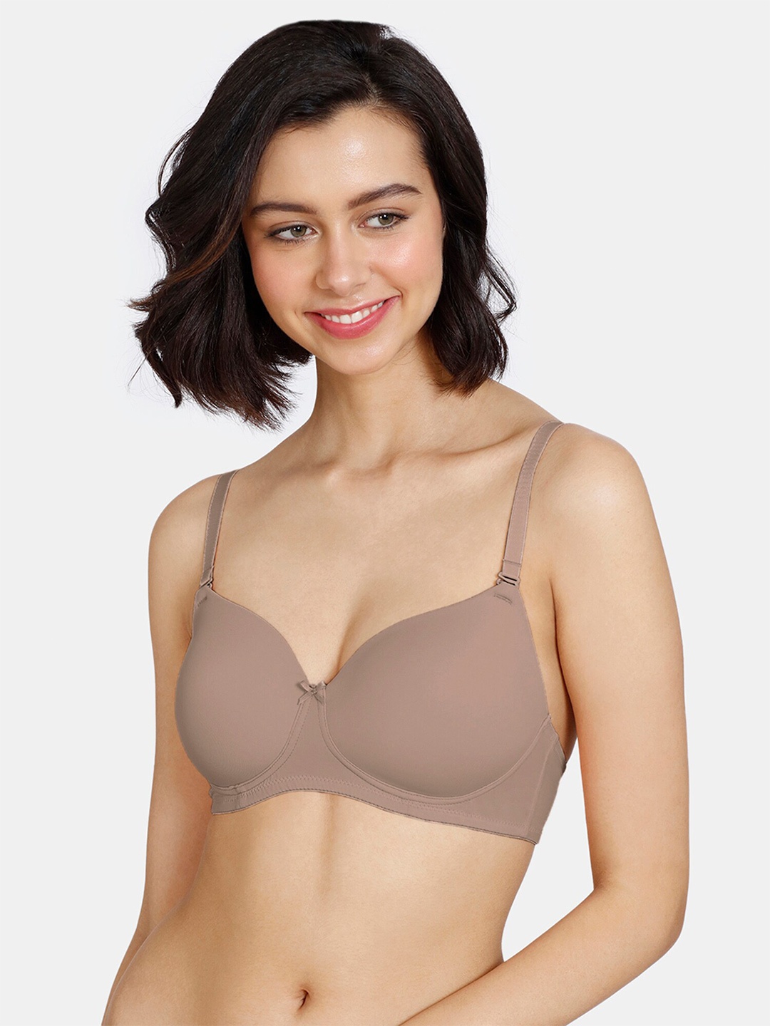 

Zivame Lightly Padded Non-Wired Medium Coverage Seamless T-Shirt Bra With All Day Comfort, Beige