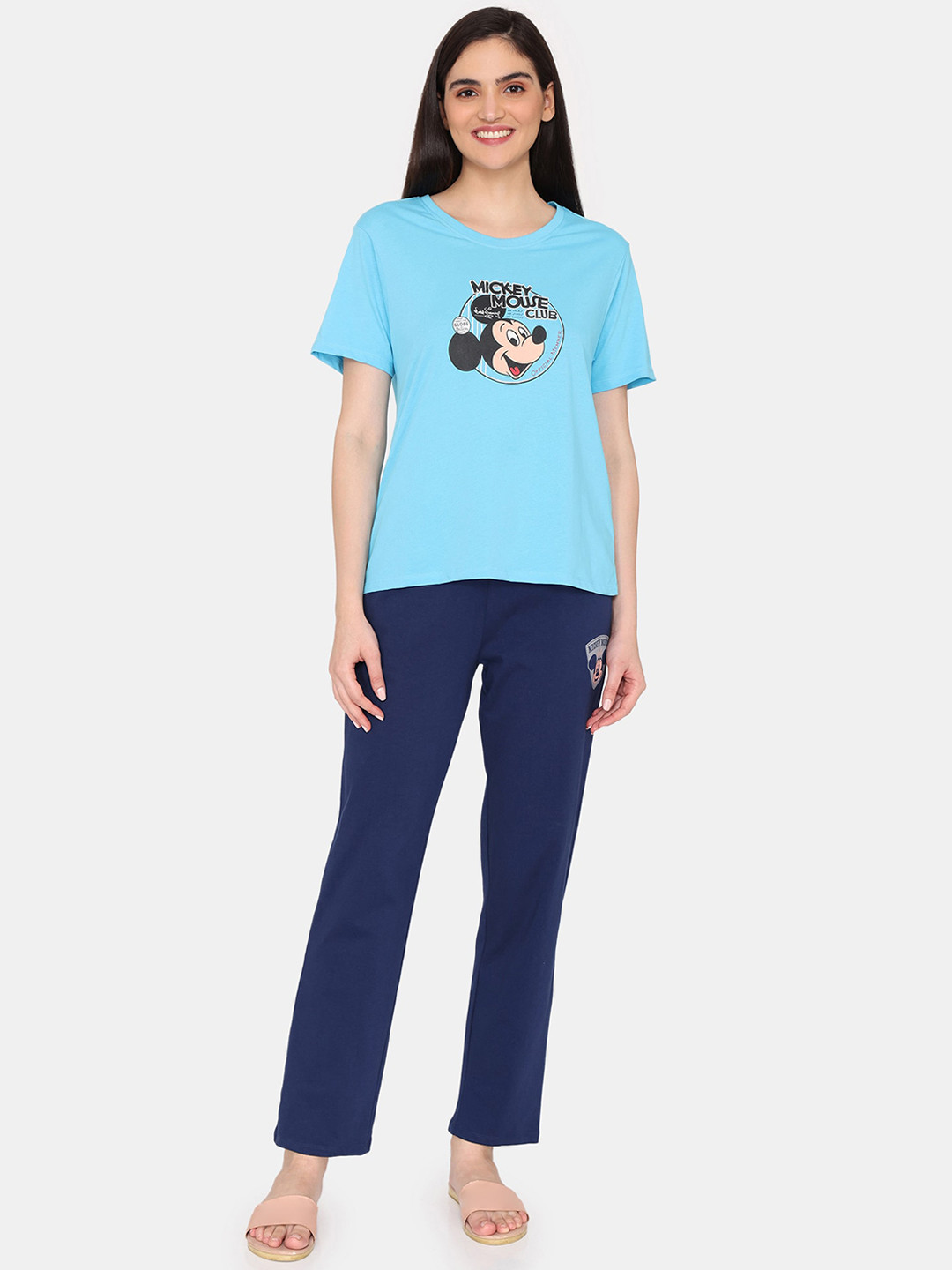 

Zivame Mickey Mouse Printed Pure Cotton Night suit, Blue