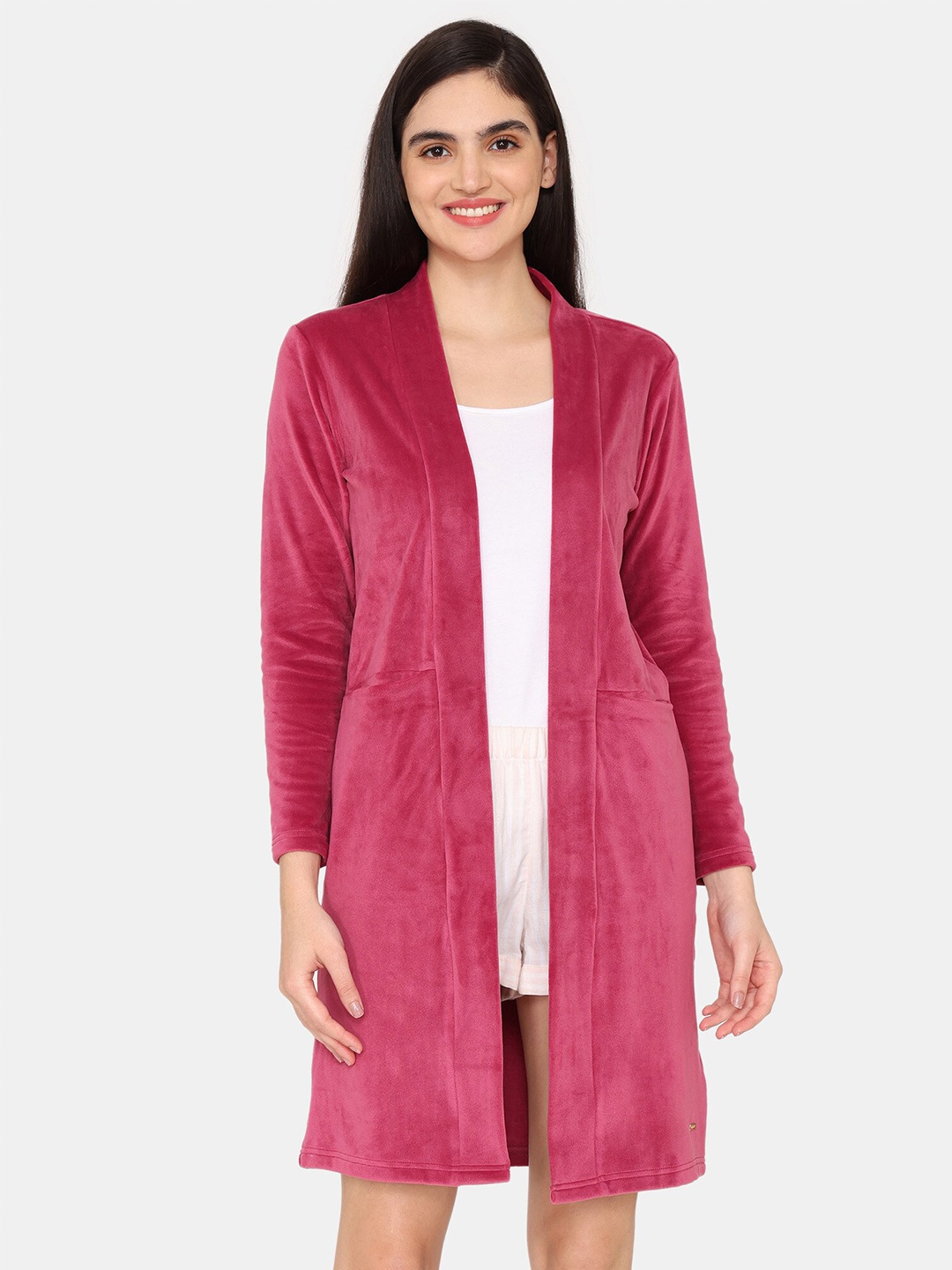 

Zivame Longline Open Front Shrug, Purple