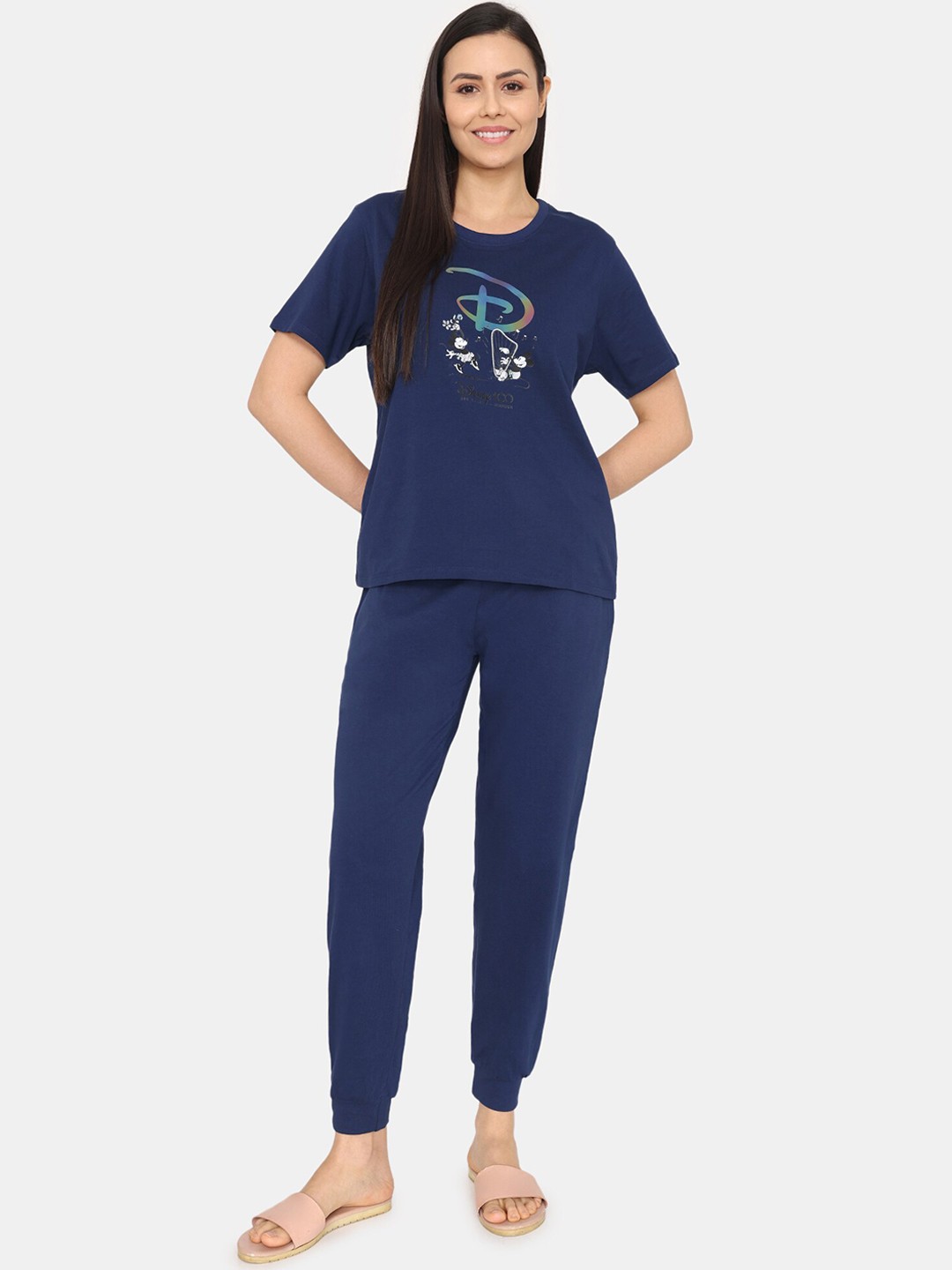 

Zivame Mickey & Minnie Printed Pure Cotton Night suit, Blue