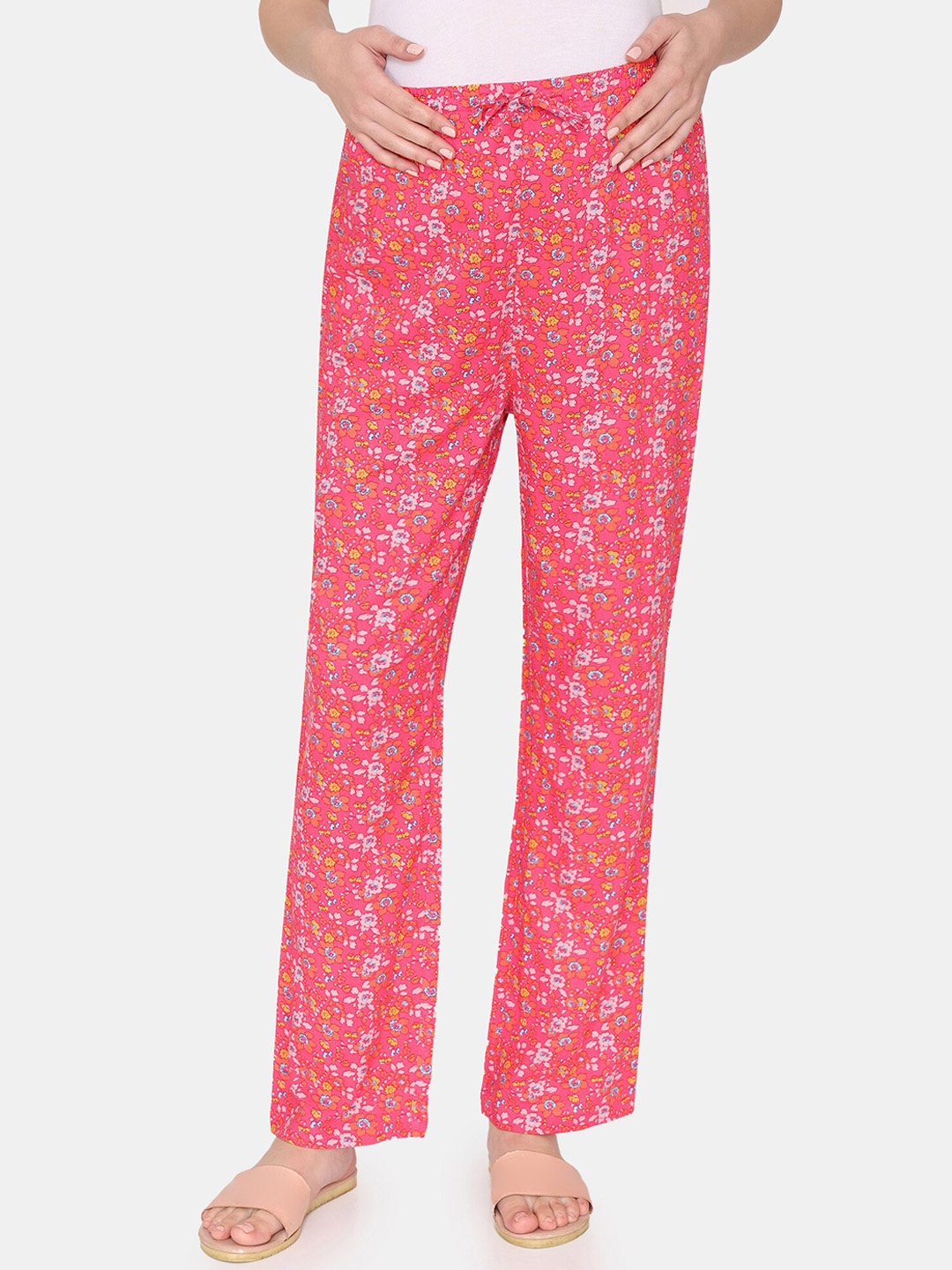 

Zivame Women Floral Printed Maternity Lounge Pants, Pink