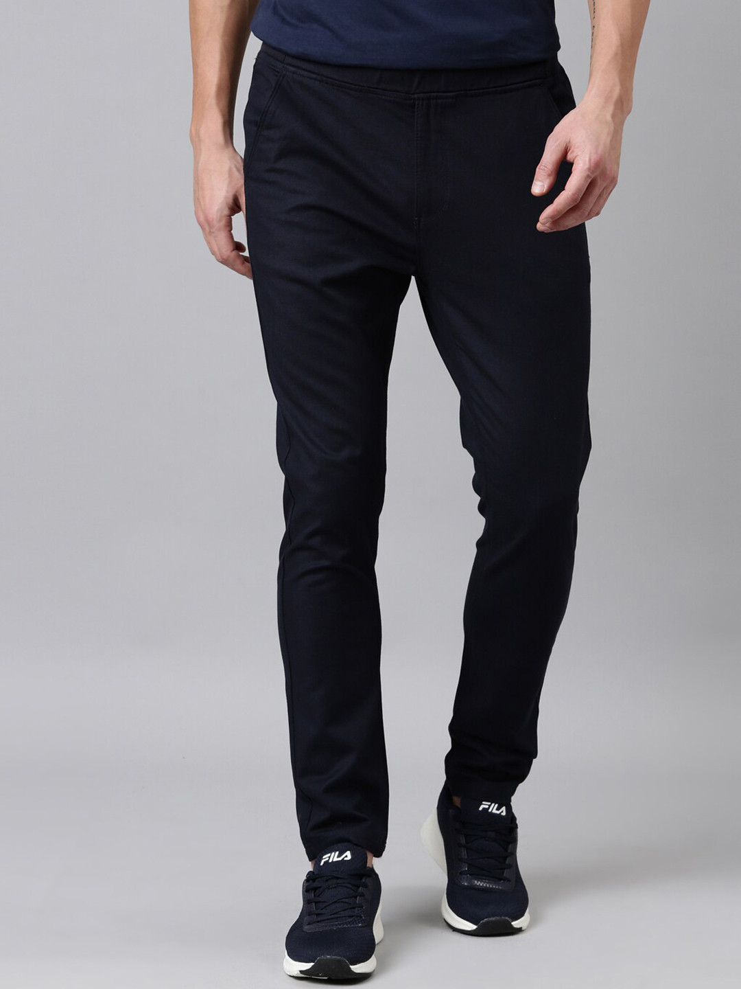 

Proline Men Regular Fit Cotton Mid-Rise Joggers, Navy blue