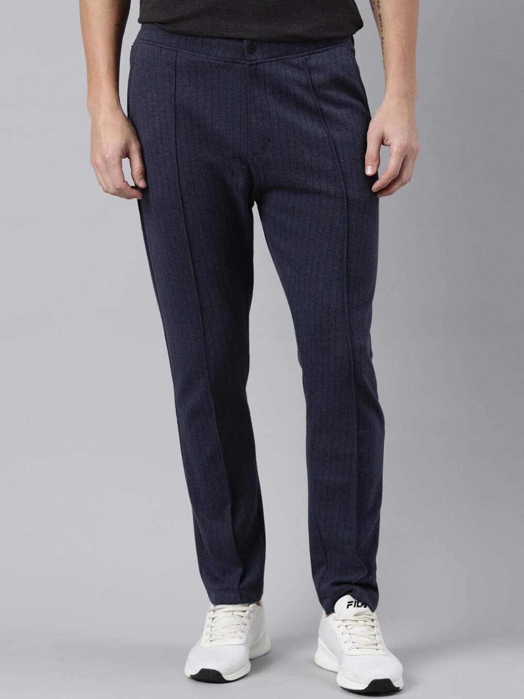 

Proline Men Striped Cotton Track Pants, Navy blue