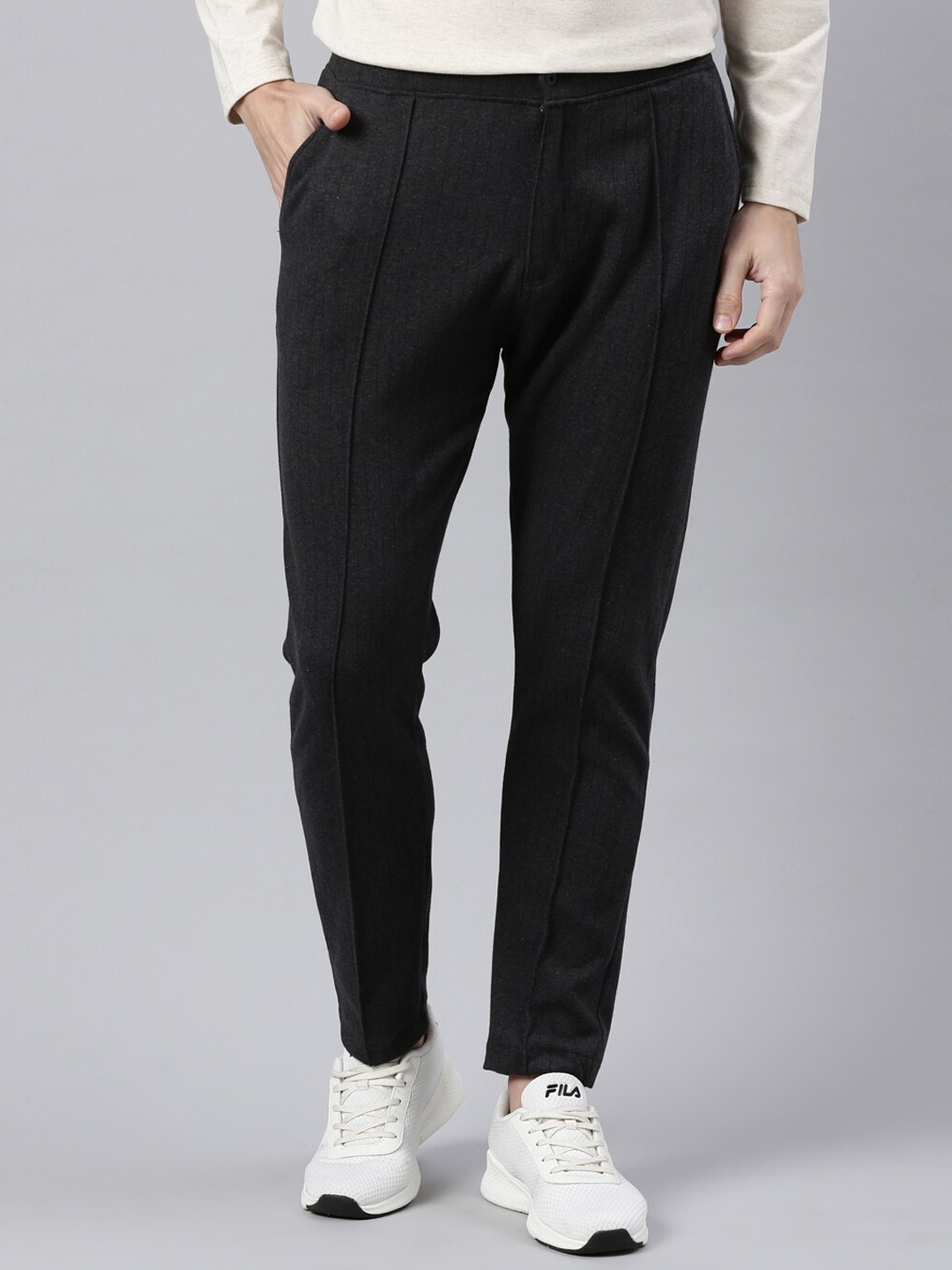 

Proline Men Striped Cotton Track Pants, Charcoal