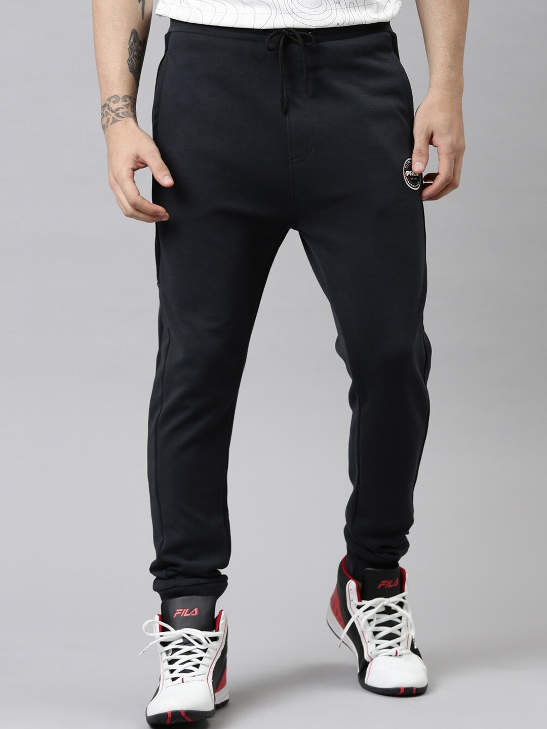 

Proline Men Regular Fit Mid-Rise Cotton Joggers, Navy blue