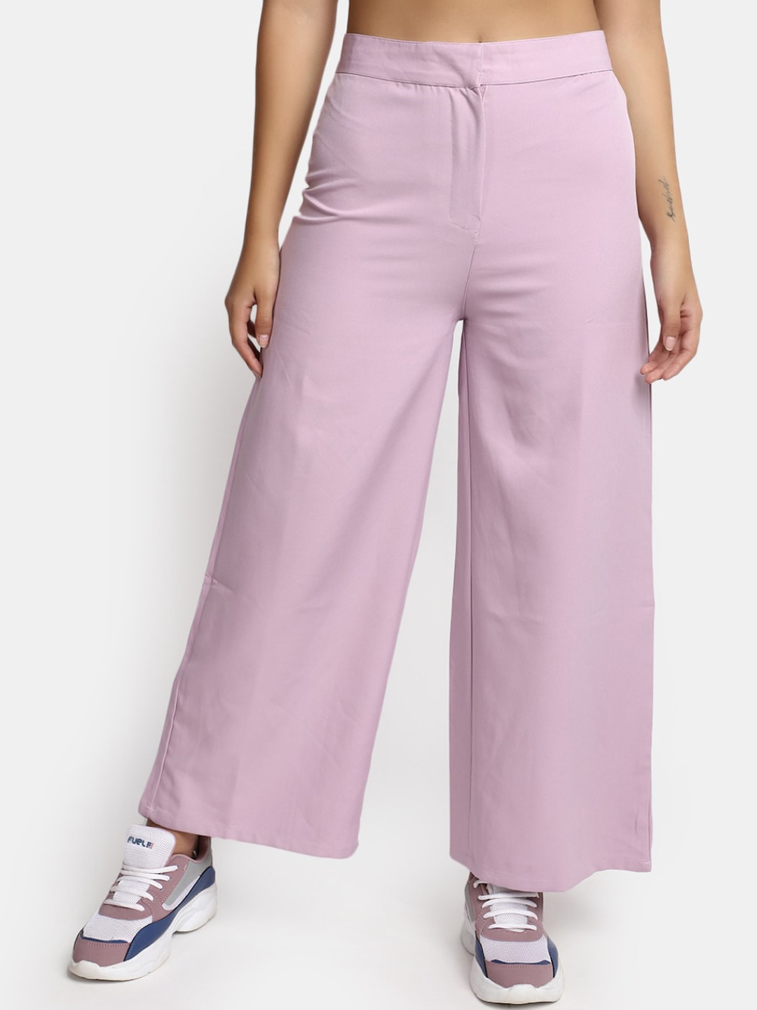 

V-Mart Women Mid-Rise Parallel Trousers, Mauve