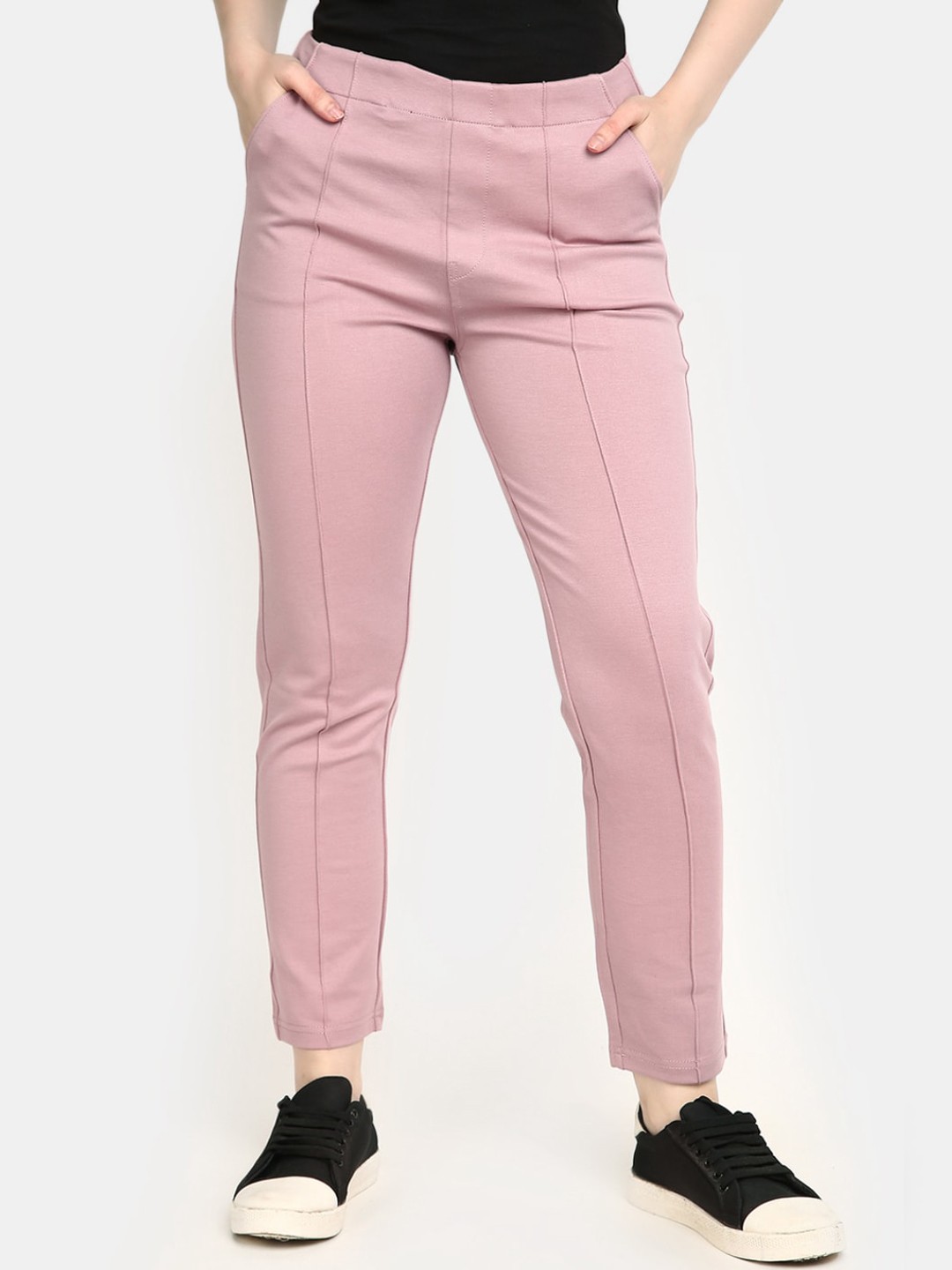 

V-Mart Women Mid-Rise Cotton Regular Trousers, Mauve
