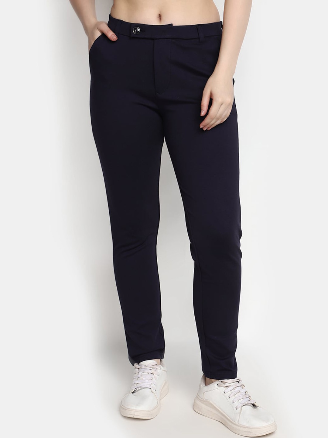 

V-Mart Women Cotton Trousers, Blue