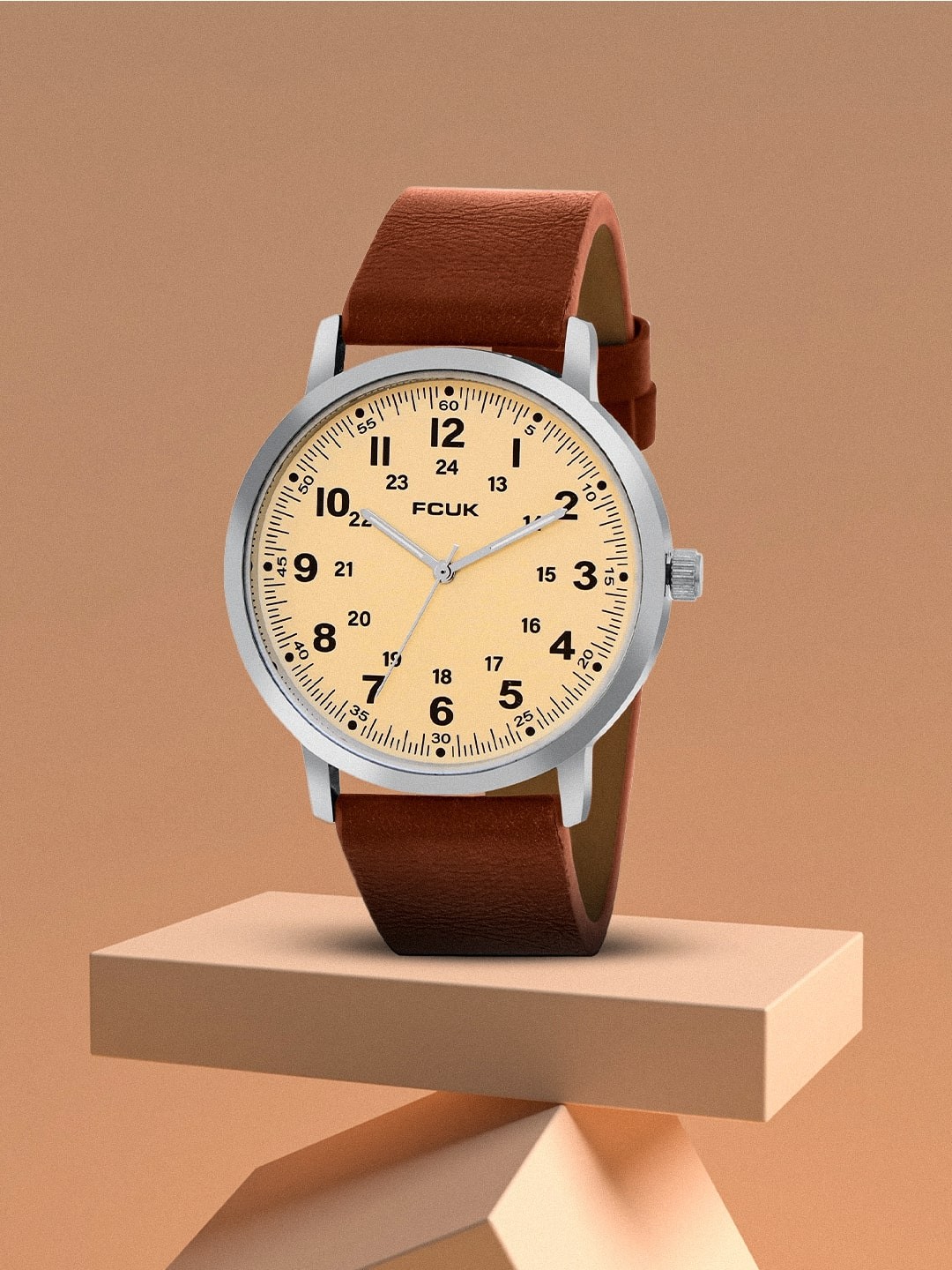 

FCUK Men Printed Dial & Leather Straps Analogue Watch FK00018A, Beige