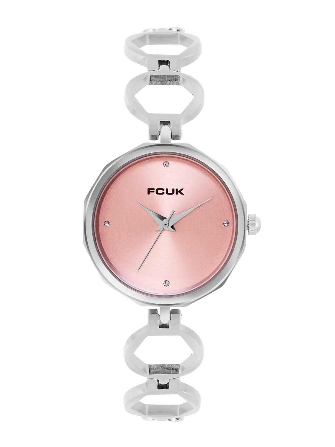 

FCUK Women Embellished Dial & Stainless Steel Straps Analogue Watch FK00027G, Pink