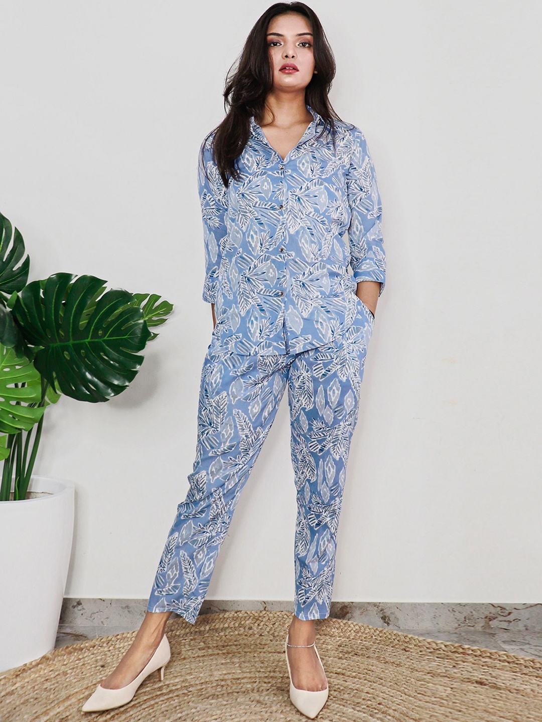 

BAESD Printed Top & Traouser Co-Ord Set, Blue