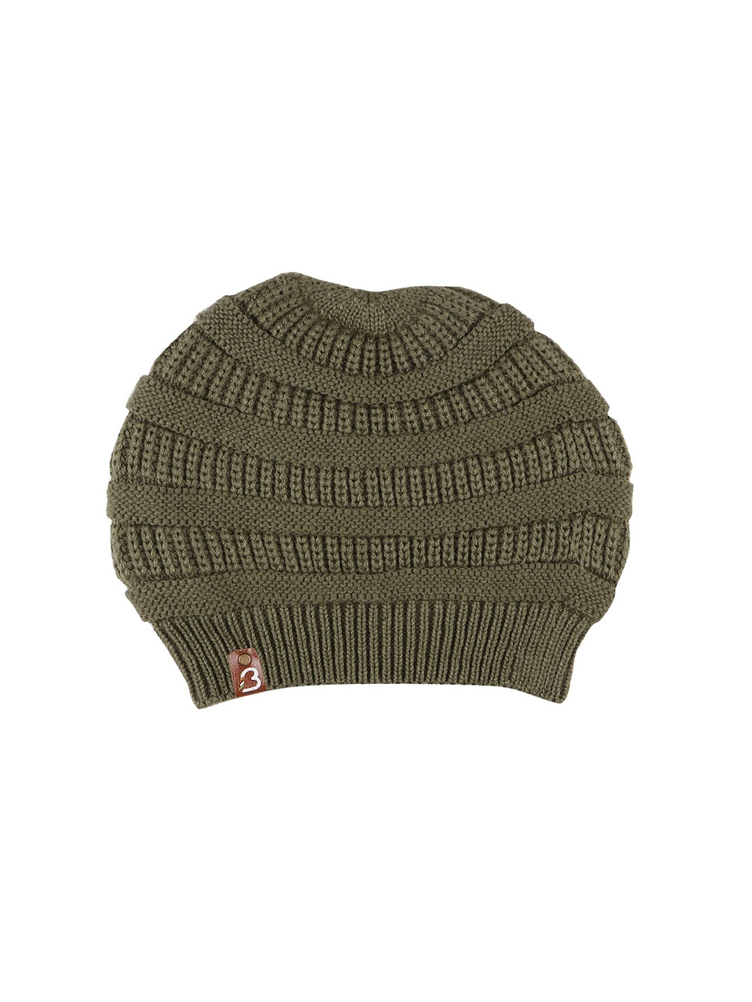 

Bharatasya Men Self Design Acrylic Woollen Beanie, Green