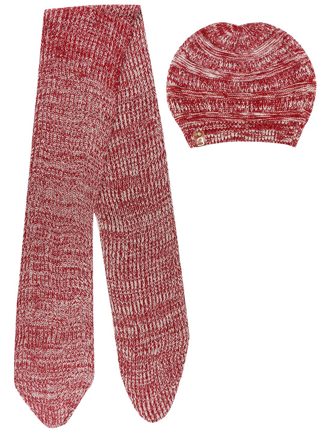 

Bharatasya Men Knitted Acrylic Beanie With Muffler, Maroon