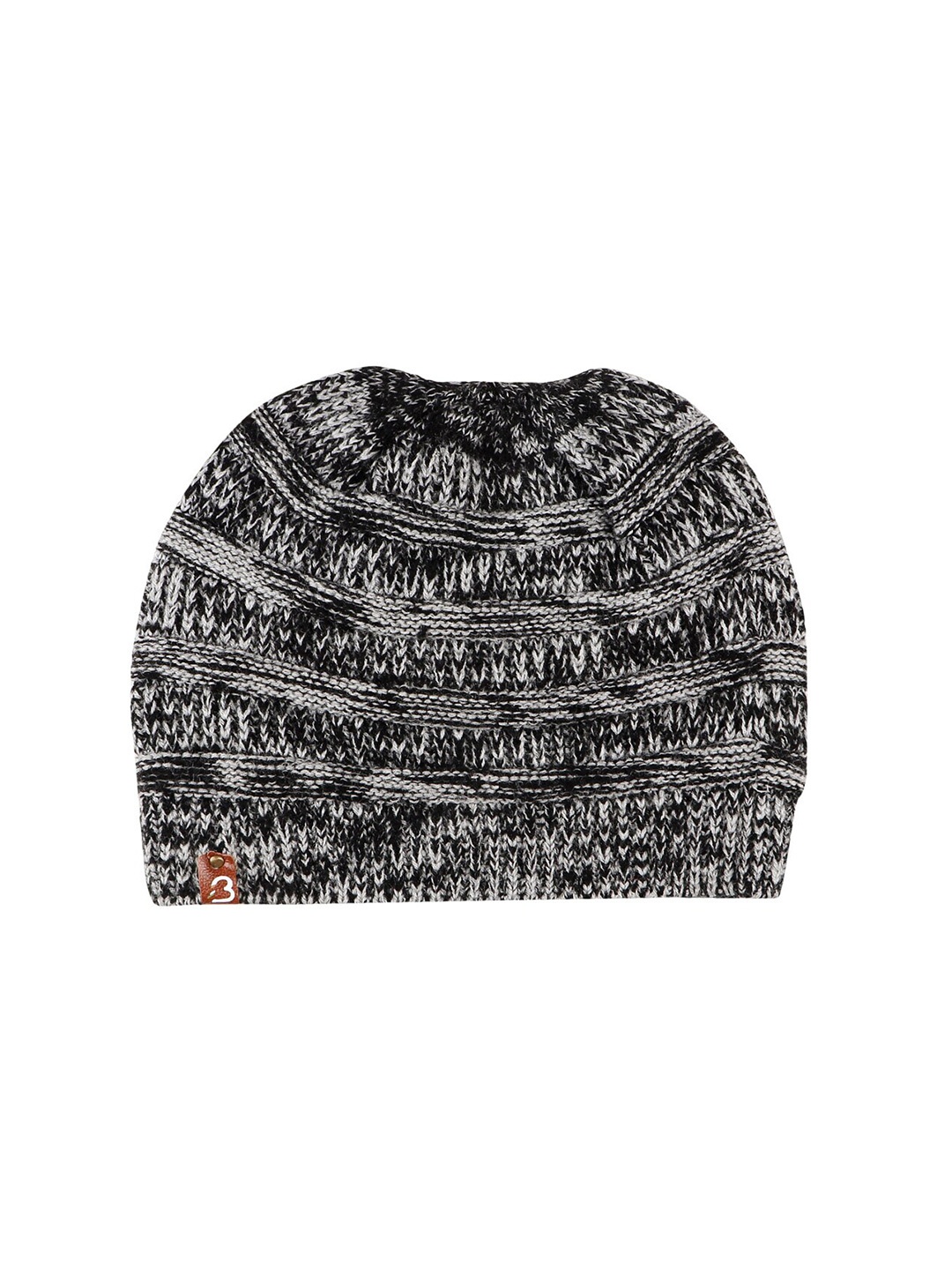 

Bharatasya Men Self Design Acrylic Beanie Cap, Black