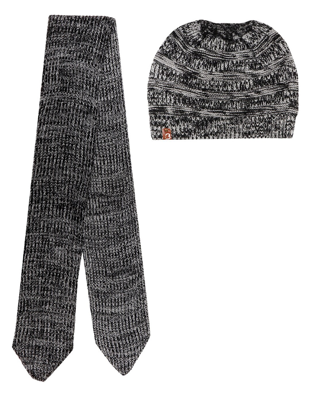 

Bharatasya Men Self Design Acrylic Beanie Cap & Muffler, Black