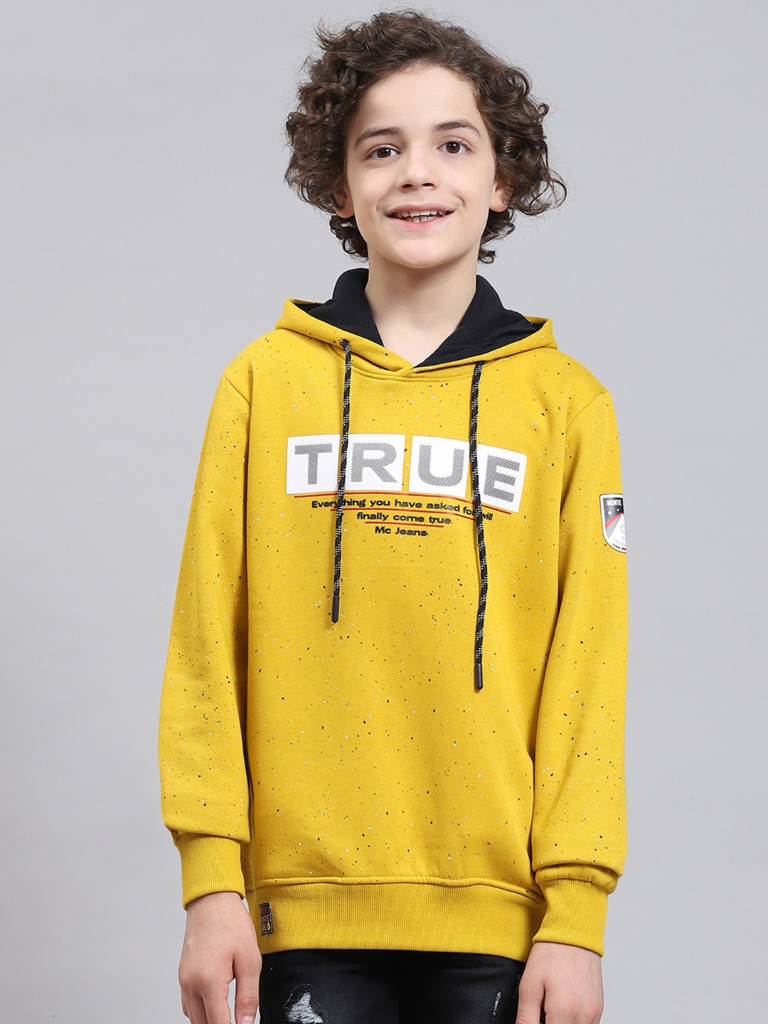 

Monte Carlo Boys Typography Printed Hooded Pullover Sweatshirt, Yellow