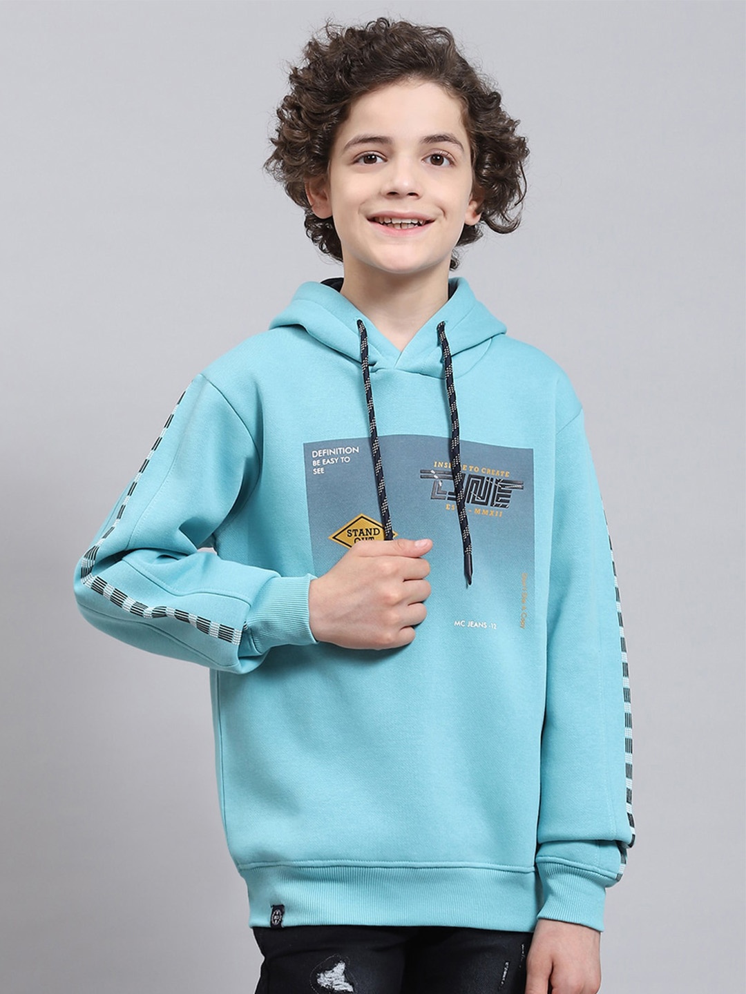 

Monte Carlo Boys Typography Printed Hooded Pullover Sweatshirt, Blue