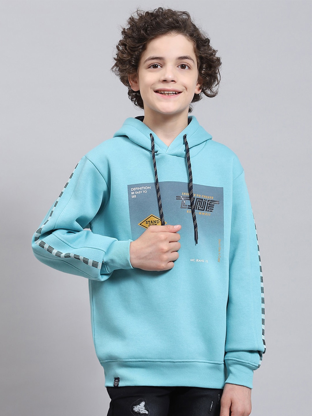 

Monte Carlo Boys Typography Printed Hooded Pullover Sweatshirt, Blue