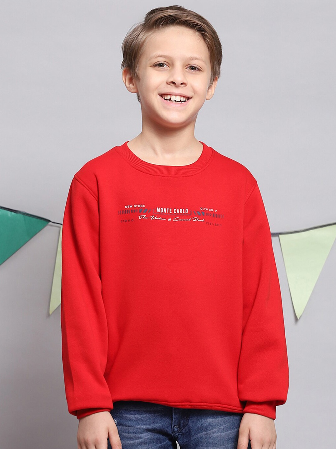 

Monte Carlo Boys Typography Printed Pullover, Red