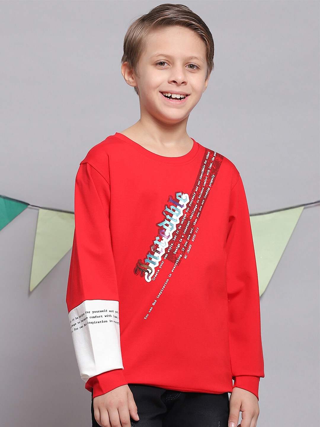 

Monte Carlo Boys Typography Printed Cotton T-shirt, Red