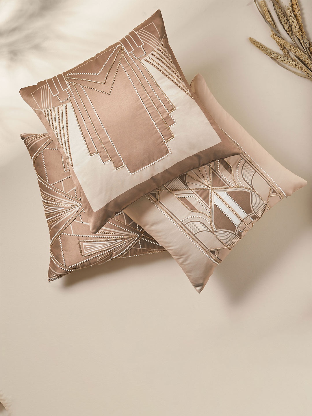 

Home Centre Brown Embroidered Square Cushion Cover