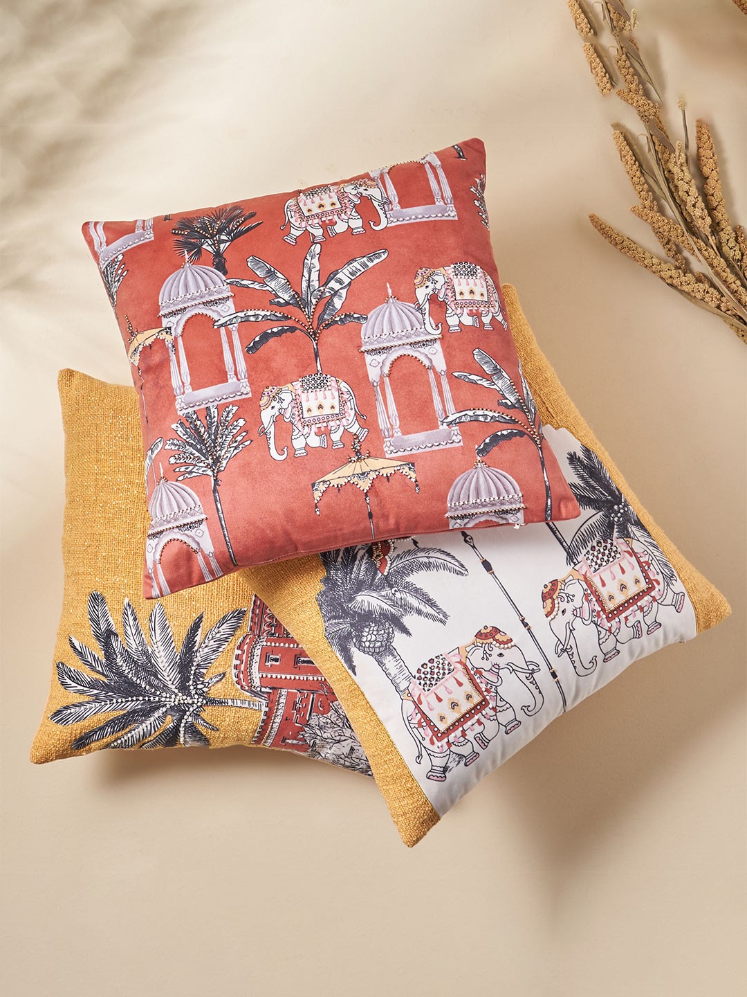 

Home Centre Brown & White Ethnic Motifs Square Cushion Cover