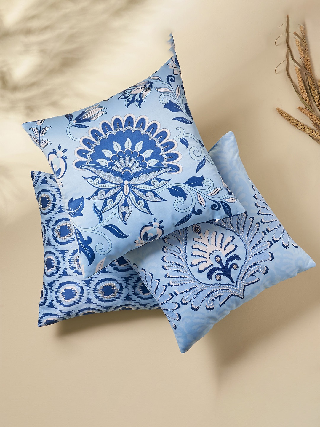 

Home Centre Lucent Equinox Blue & White Floral Square Cushion Cove