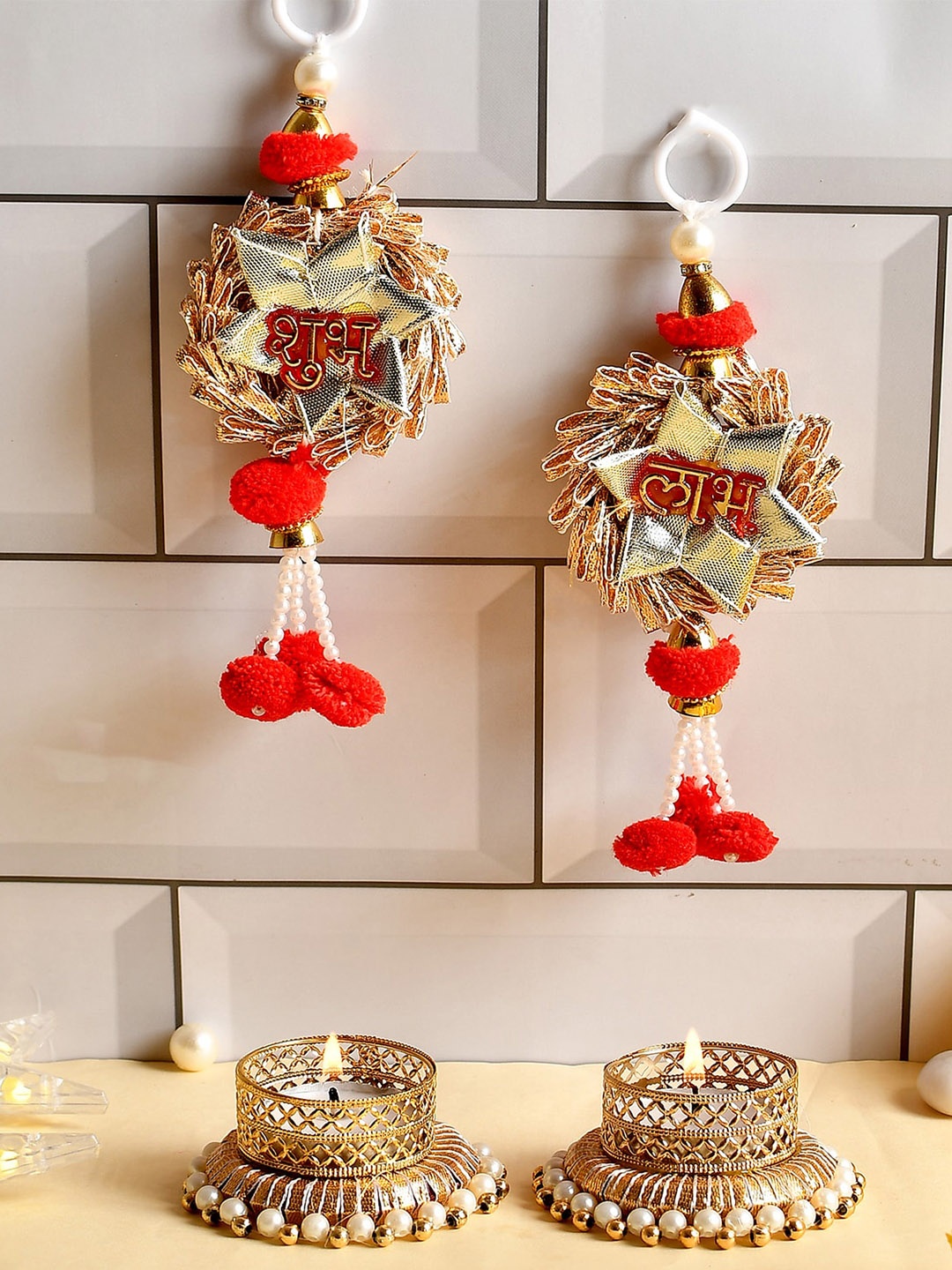 

Ascension 2 Pieces Tealight Candle Holders with Side Door Hanging, Red