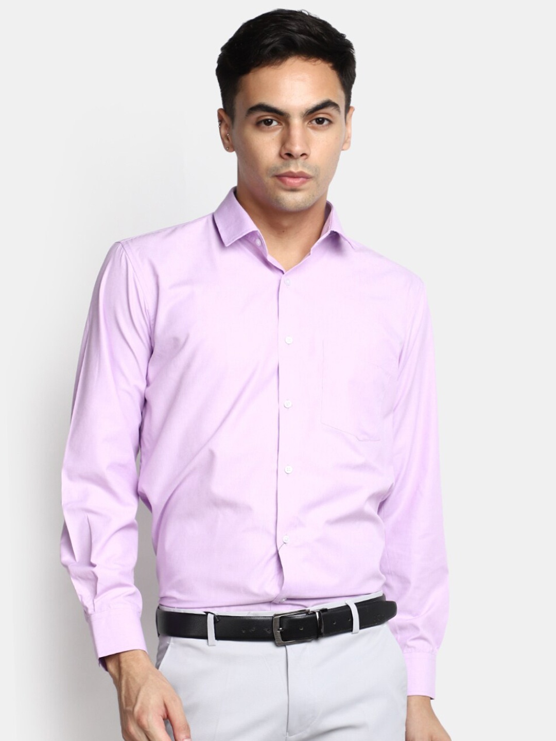 

V-Mart Spread Collar Cotton Formal Shirt, Purple