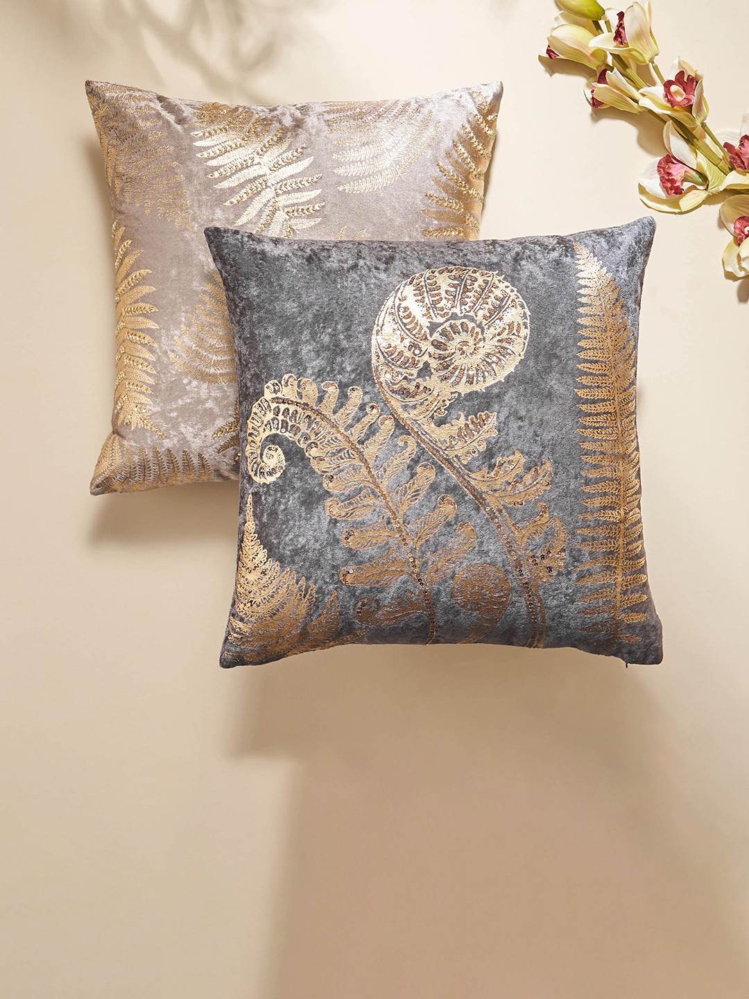 

Home Centre Eternity Viviere Grey Foil Printed Filled Cushion